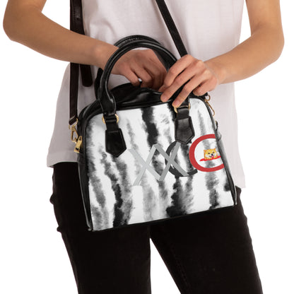 Modern Monochrome Shoulder Handbag - Stylish Black and White Design xc - MEMEXCORP 