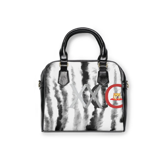 Modern Monochrome Shoulder Handbag - Stylish Black and White Design xc - MEMEXCORP 