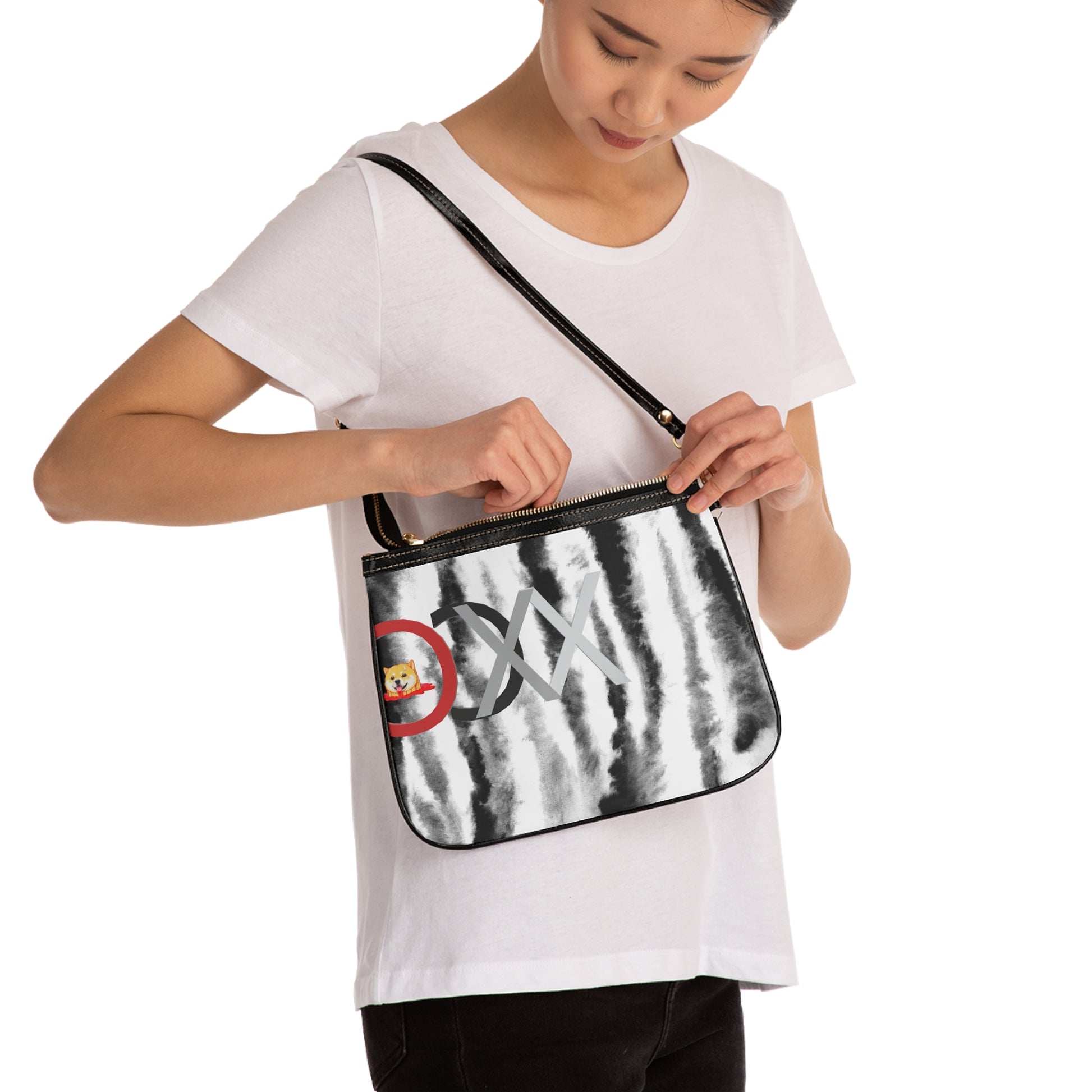 Trendy Tie-Dye Small Shoulder Bag with Cute Dog Designcx - MEMEXCORP 