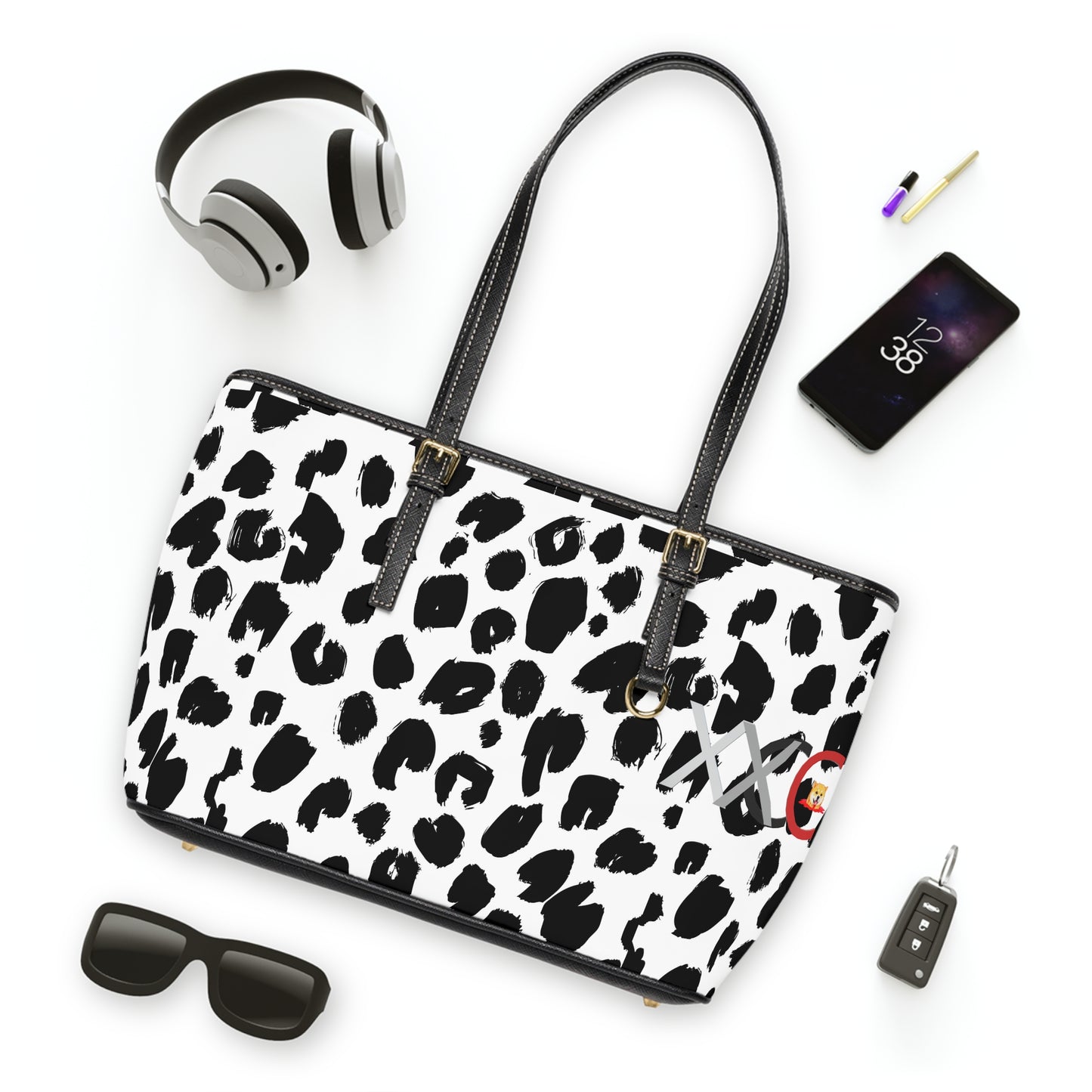 Chic PU Leather Shoulder Bag with Trendy Animal Printxc - MEMEXCORP 